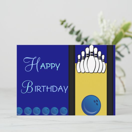 Bowling Birthday Karte (Stehend Vorderseite)