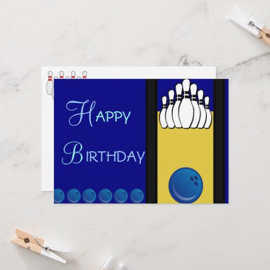 Bowling Birthday Karte (Vorderseite/Rückseite Beispiel)
