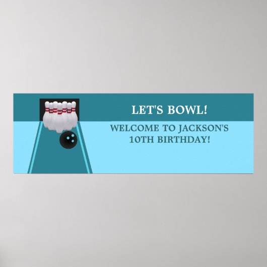 Bowling Birthday Party Banner Poster (Vorne)