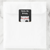 Bowling Birthday Party befürwortet Labels Quadratischer Aufkleber (Tasche)