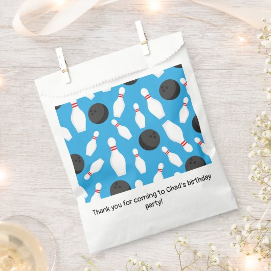 Bowling Birthday Party Blue Geschenktütchen (Ausgeschnitten)