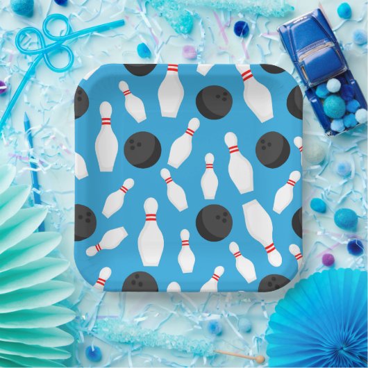 Bowling Birthday Party Blue Pappteller (Party)