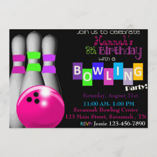 Bowling Birthday Party Einladung