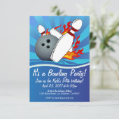 Bowling Birthday Party Einladung (Stehend Vorderseite)