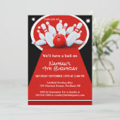 Bowling Birthday Party Einladung (Stehend Vorderseite)