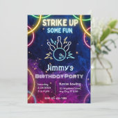 Bowling Birthday Party Einladung (Stehend Vorderseite)