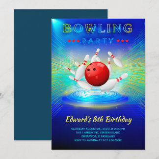 Bowling Birthday Party Einladung