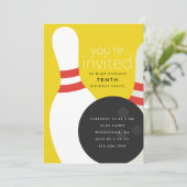 Bowling Birthday Party Einladung (Stehend Vorderseite)