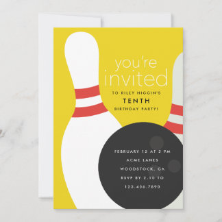 Bowling Birthday Party Einladung