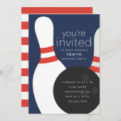 Bowling Birthday Party Einladung (Vorne/Hinten)