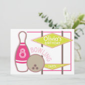 Bowling Birthday Party Einladung (Stehend Vorderseite)