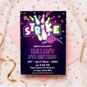 Bowling Birthday Party Einladung