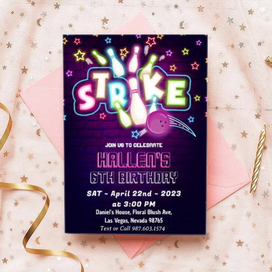 Bowling Birthday Party Einladung