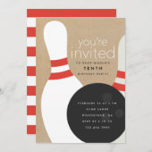 Bowling Birthday Party Einladung (Vorne/Hinten)