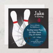Bowling Birthday Party Einladung (Vorne/Hinten)