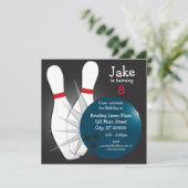 Bowling Birthday Party Einladung (Stehend Vorderseite)