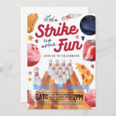 Bowling Birthday Party Einladung (Vorne/Hinten)