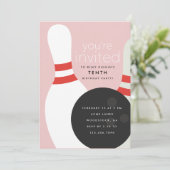 Bowling Birthday Party Einladung (Stehend Vorderseite)