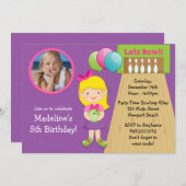 Bowling Birthday Party Einladung mit Foto (Vorne/Hinten)