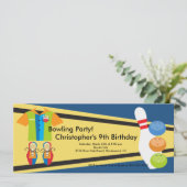 Bowling Birthday Party Einladung Retro (Stehend Vorderseite)