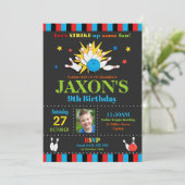 Bowling Birthday Party Einladungen Boys (Stehend Vorderseite)