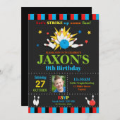 Bowling Birthday Party Einladungen Boys (Vorne/Hinten)