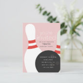 Bowling Birthday Party Einladungspostkarte (Stehend Vorderseite)