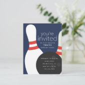 Bowling Birthday Party Einladungspostkarte (Stehend Vorderseite)