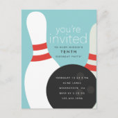 Bowling Birthday Party Einladungspostkarte (Vorderseite)