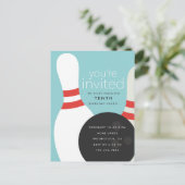 Bowling Birthday Party Einladungspostkarte (Stehend Vorderseite)