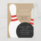 Bowling Birthday Party Einladungspostkarte (Vorderseite)