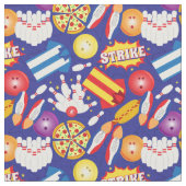 Bowling Birthday Party Farbige Kinder Gemustert Stoff (Nahaufnahme)