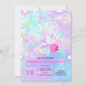 Bowling Birthday Party Gefärbte Krawatte Glow Bowl Einladung (Vorderseite)