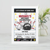 Bowling Birthday Party Invitation Einladung (Stehend Vorderseite)