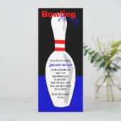 Bowling Birthday Party Invite - Red White und Blue Einladung (Stehend Vorderseite)