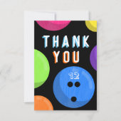 Bowling Birthday Party Kosmischer Bowling NeBlue Dankeskarte (Vorderseite)