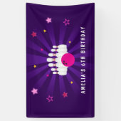 Bowling Birthday Party Lila Pink Stars Banner (Vertikal)