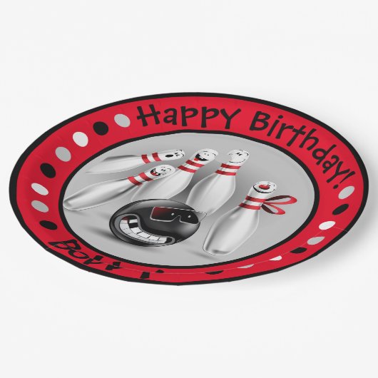 Bowling Birthday Party Paper Teller (Schrägansicht)
