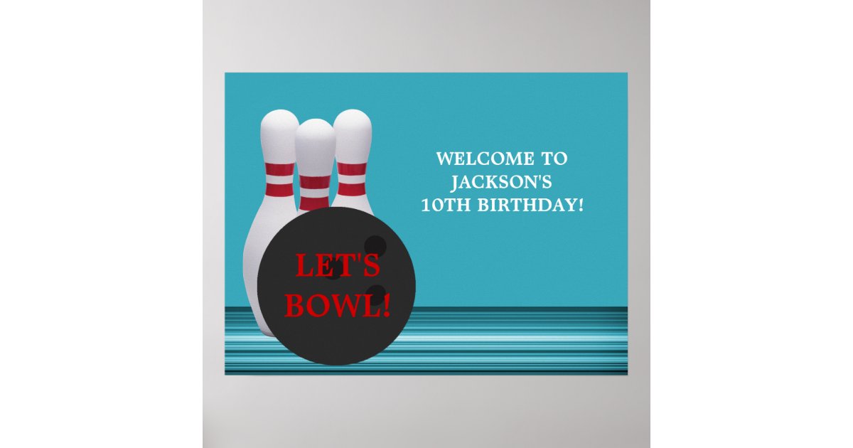 Bowling Birthday Party Poster Zazzle De