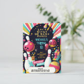 Bowling Birthday Party Postkarte (Stehend Vorderseite)