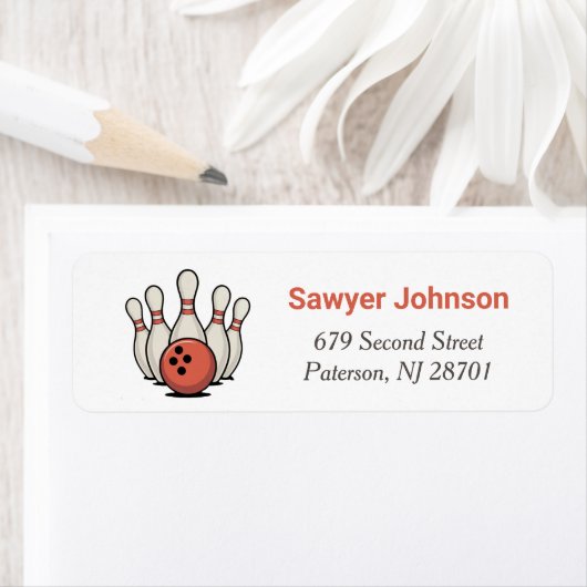 Bowling Birthday Party Return Address (Insitu)