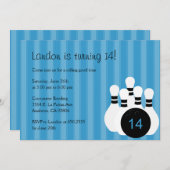 Bowling Birthday Party - Rosa Einladung (Vorne/Hinten)