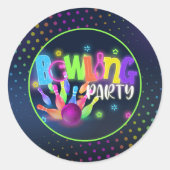 Bowling Birthday Party Sticker - Neon (Vorderseite)