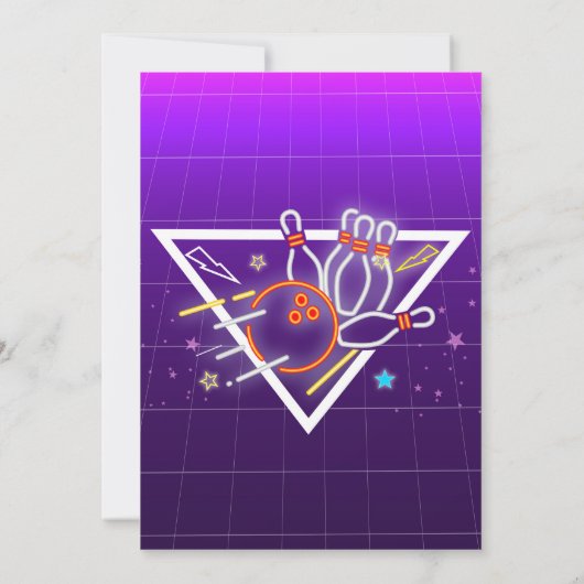 Bowling Birthday Party, Strike Neon Party Einladung (Rückseite)