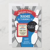 Bowling Birthday Party Tenpin Boys Girls laden ein Einladung (Vorderseite)