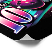 Bowling Birthday Rollin Into 10 Party 10th Bday Re Poster (Ecke)