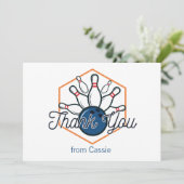 Bowling Birthday Vielen Dank Dankeskarte (Stehend Vorderseite)