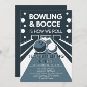 Bowling Bocce Team Gebäude Church Business Blue Einladung (Vorne/Hinten)