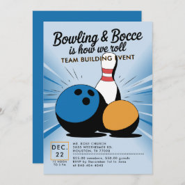 Bowling Bocce Team Gebäude Church Business Blue Einladung