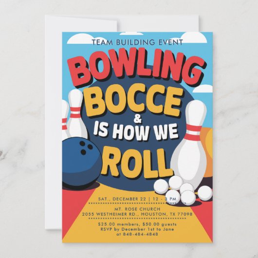 Bowling Bocce Team Gebäude Church Business Bold Einladung (Vorderseite)